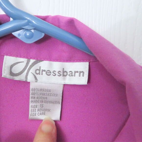 Dress Barn Mauve Button Down Shirt with Collar Sz S, Long Cuffed Sleeves - Picture 3 of 7